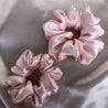 Rosalia pastel peach blush pink satin scrunchies - LUNARIA DREAMS