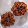 Caramel warm burnt orange brown satin scrunchies by LUNARIA DREAMS
