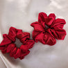 Scarlet bold red satin scrunchies by LUNARIA DREAMS