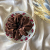 Cocoa chocolate brown satin scrunchie by LUNARIA DREAMS
