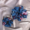 Florence periwinkle blue floral accent scrunchie by LUNARIA DREAMS