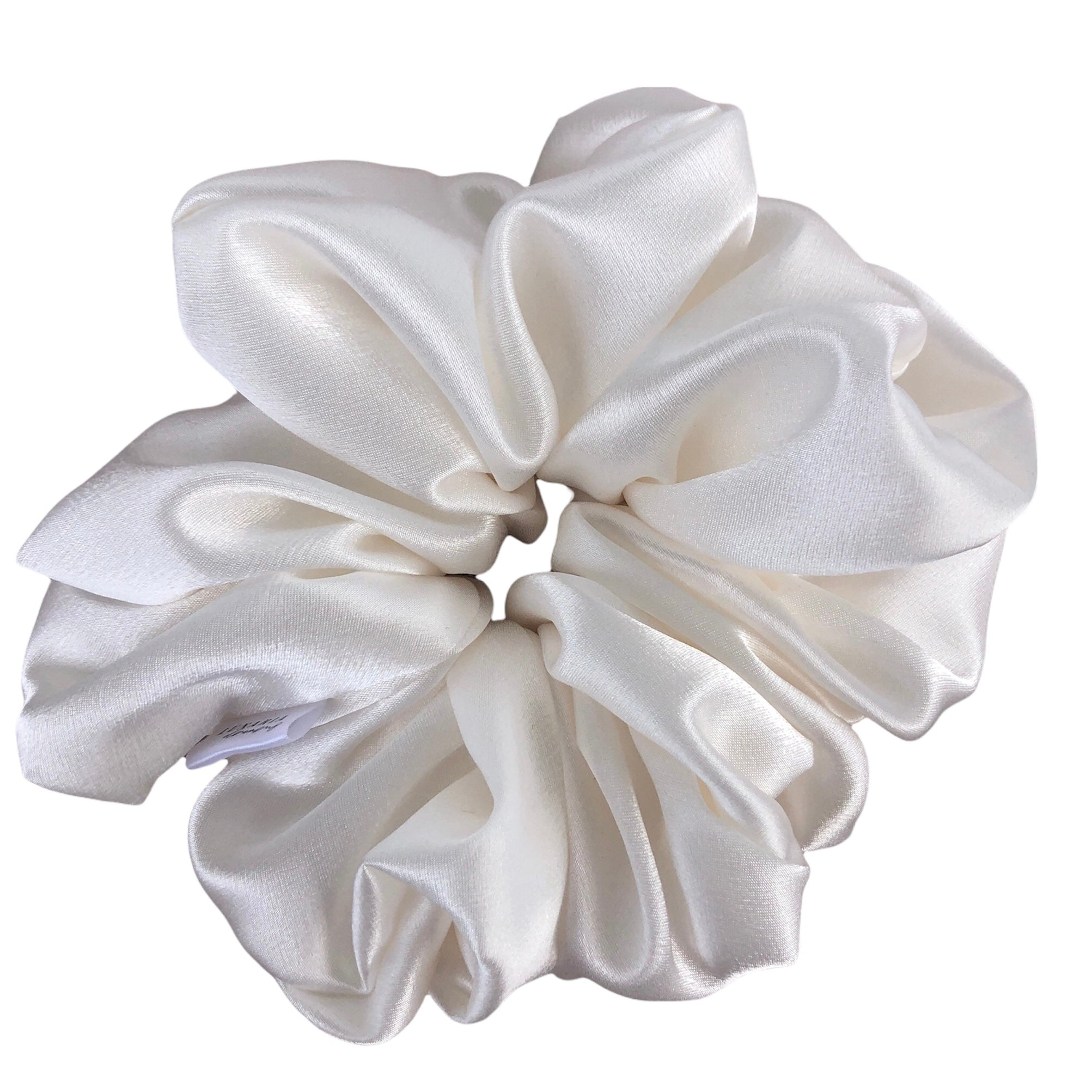 Oversized Chantilly Scrunchie. An XL, extra luxe warm ivory white satin scrunchie.