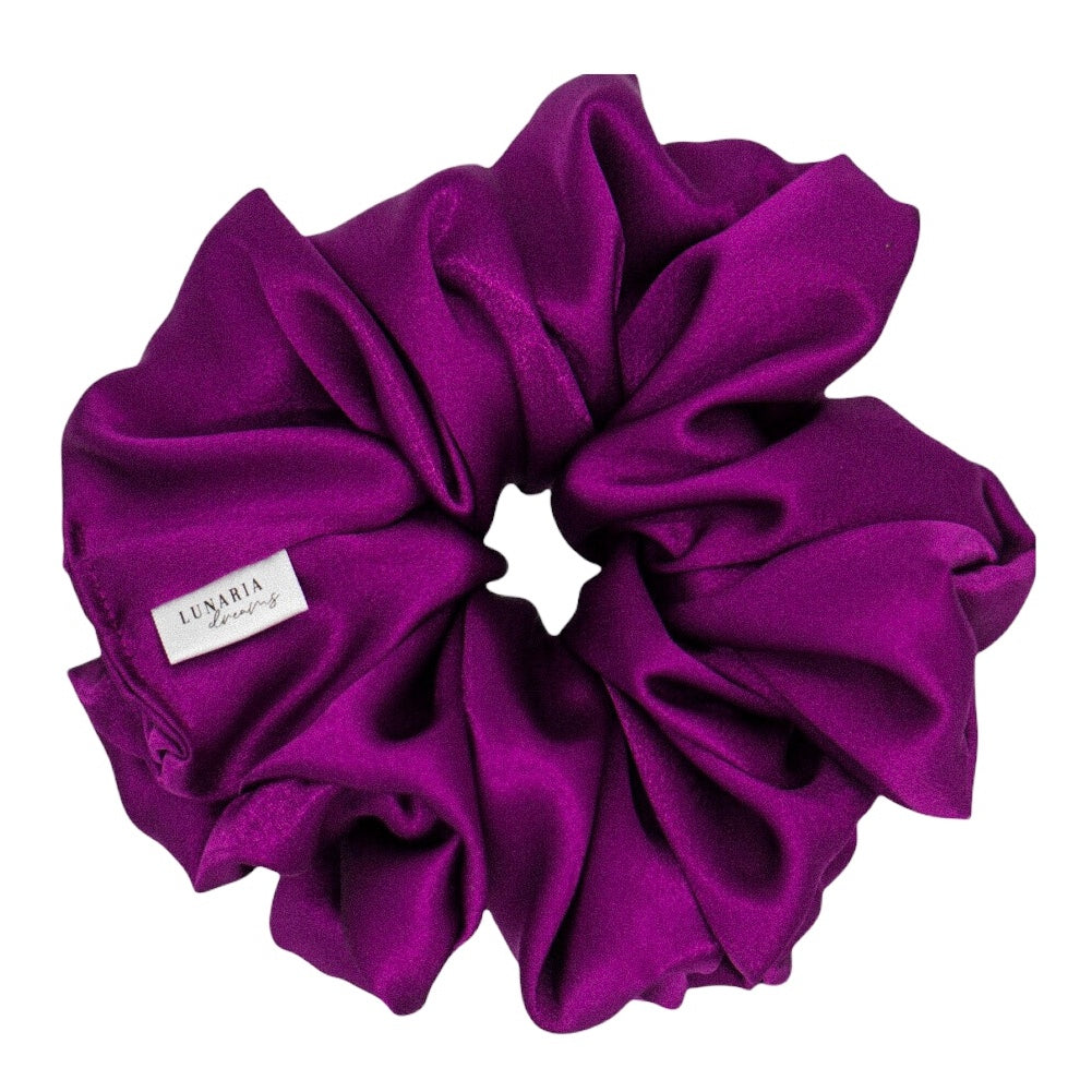 Oversized Violet Scrunchie. An XL, extra luxe amethyst violet satin scrunchie.