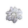 Regular Chantilly Scrunchie. An average sized warm ivory white satin scrunchie. 