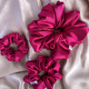 Valentina hot pink satin scrunchies by LUNARIA DREAMS