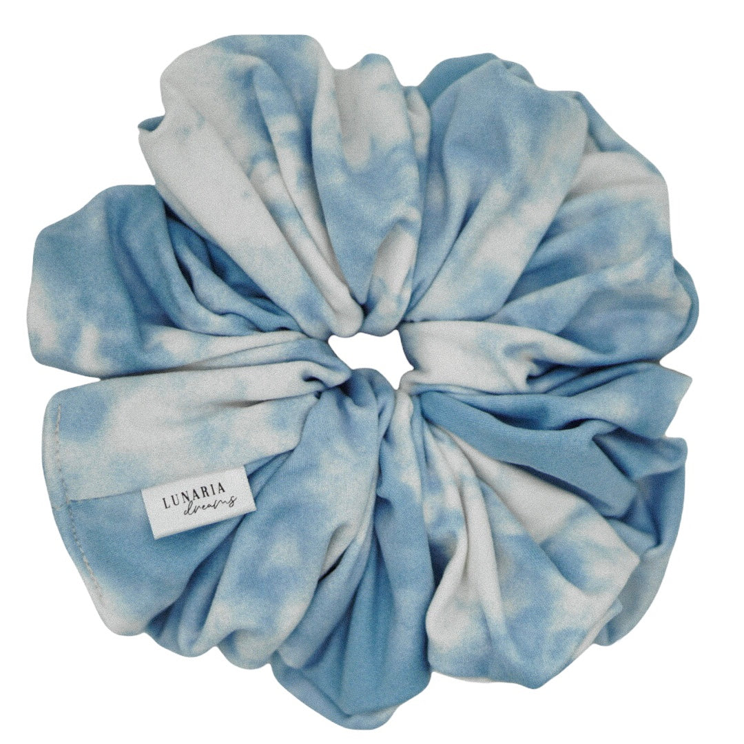 Oversized Alaska Scrunchie. An XL, extra luxe tie dye blue scrunchie.