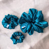 Rika teal green blue satin scrunchies - LUNARIA DREAMS