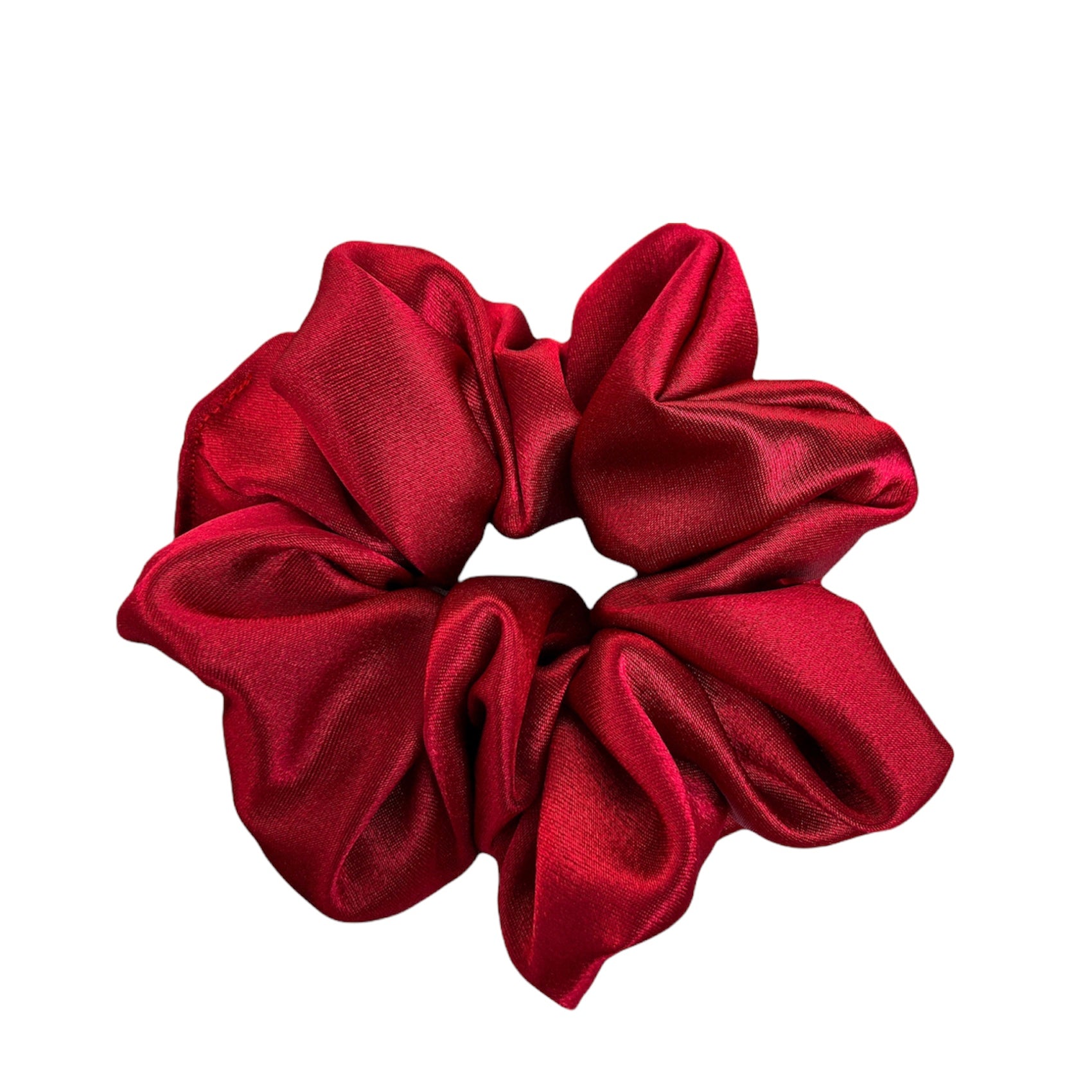 Regular Scarlet Scrunchie. An average sized bold red satin scrunchie. 