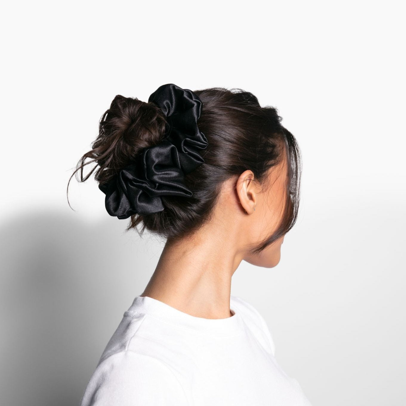 Raven black satin scrunchie oversized LUNARIA DREAMS